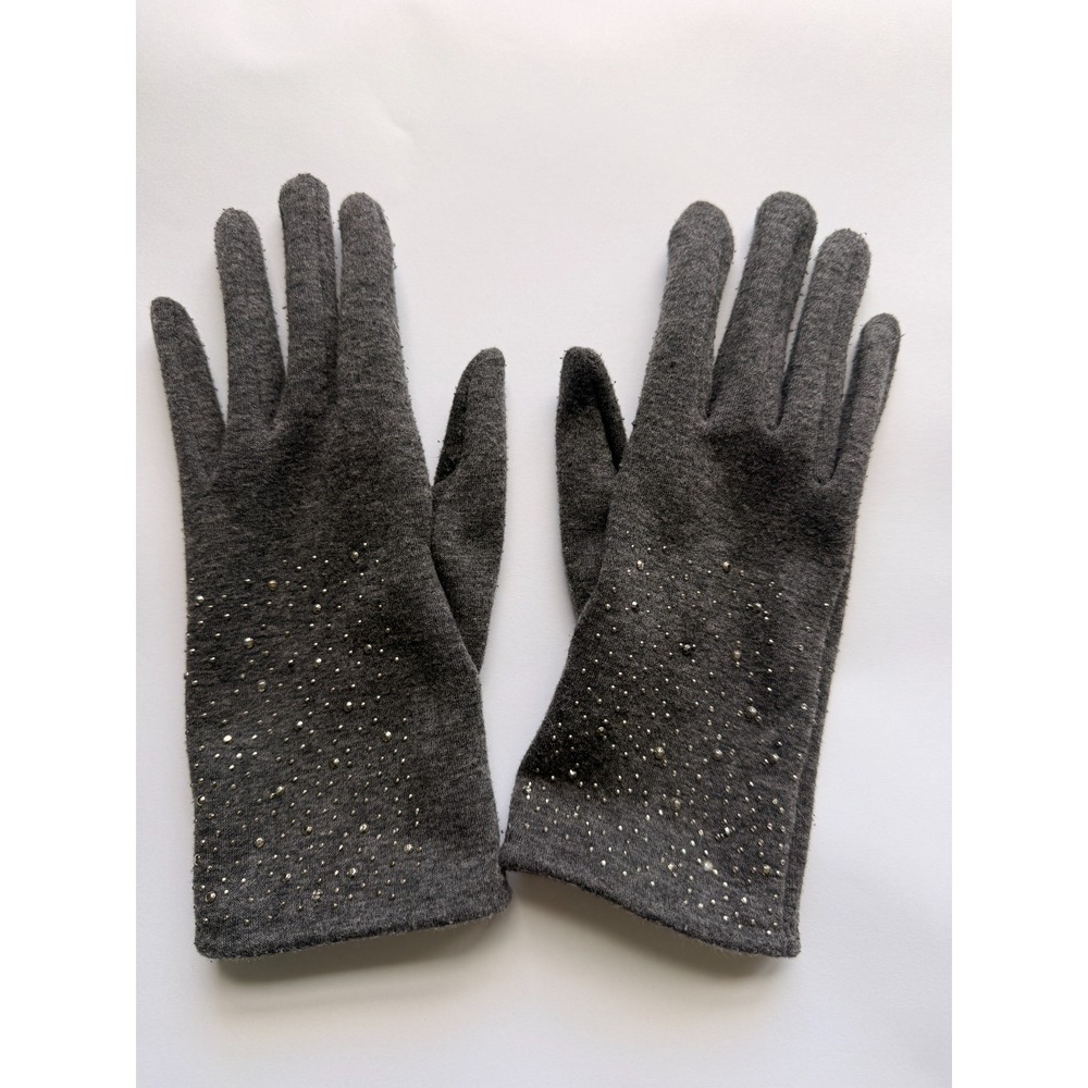 Women's Winter Beaded Gloves Touch Screen Fingers Gloves Soft Thermal Gray